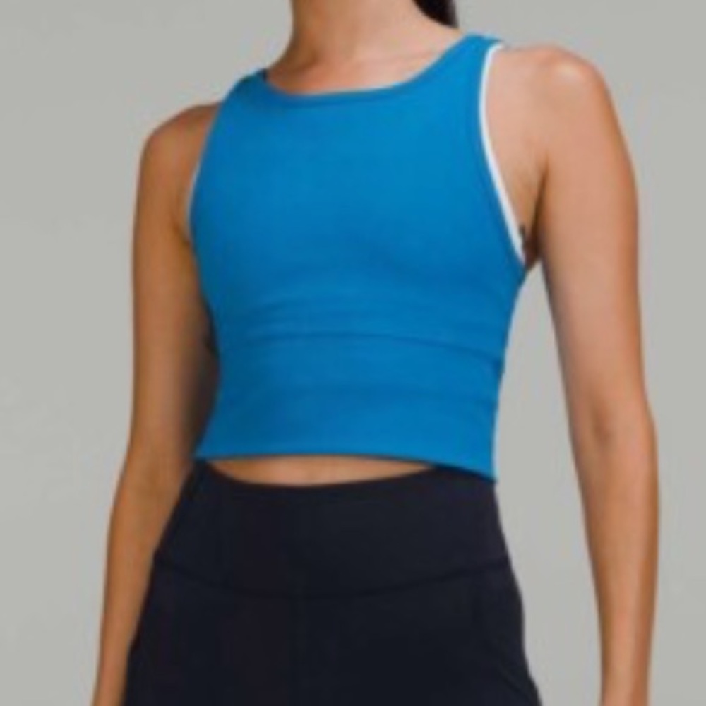 LULULEMON NWT AUTHENTIC POWER PIVOT TRAINING CROP POOLSIDE BLUE COLOR TANK TOP - Picture 5 of 14